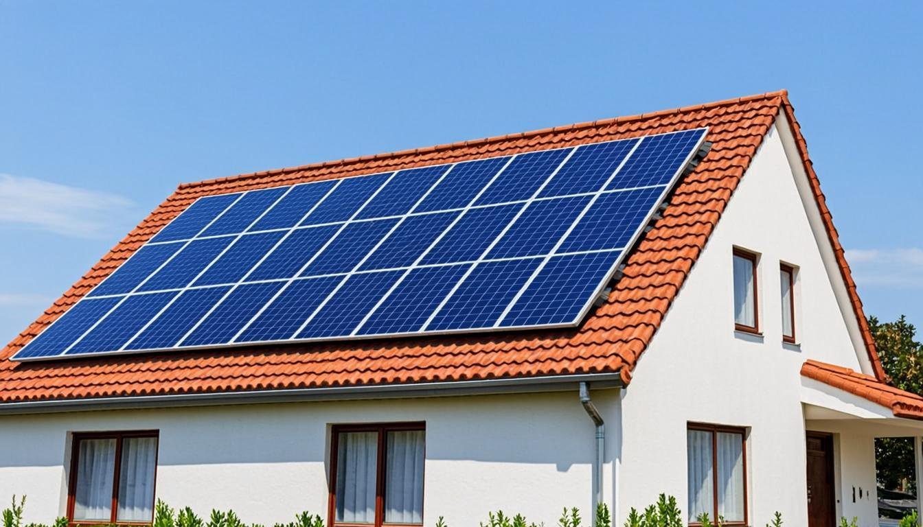 Residential solar panel installation on a modern home